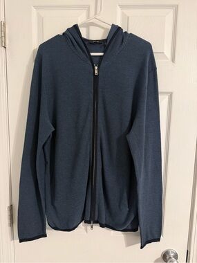 Theory Men's Blue Full-Zip Hooded Sweater size XL